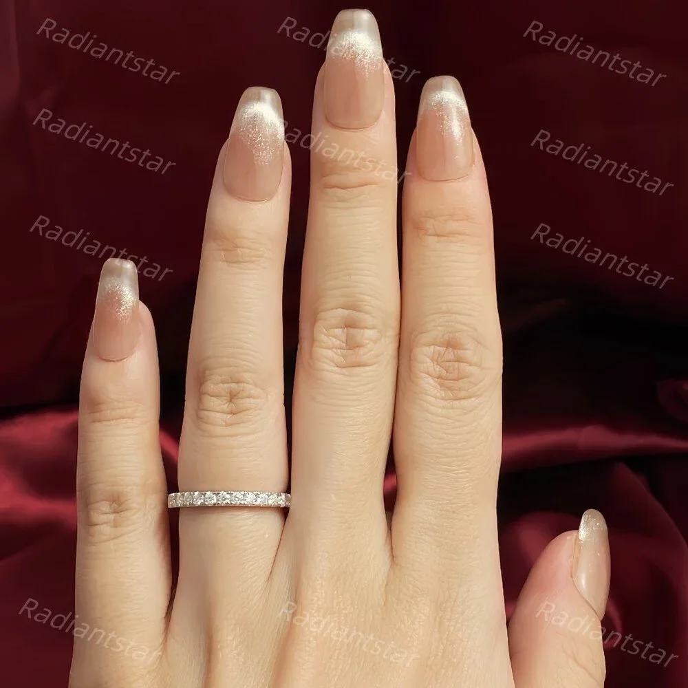 NEW 2mm Moissanite 3/4 Eternity Pave Band Ring